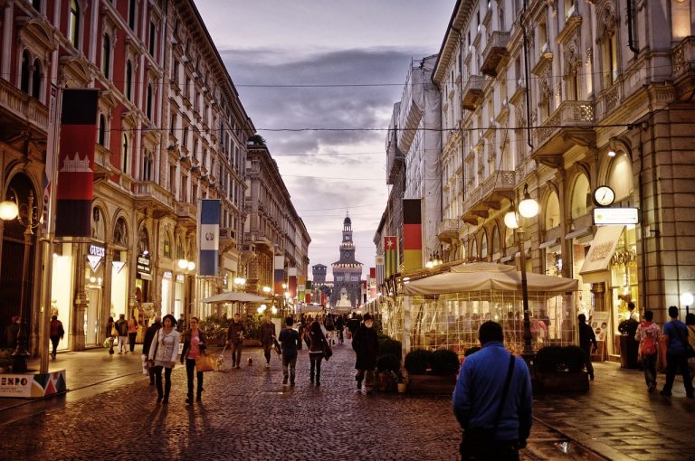 city centre, street, milan